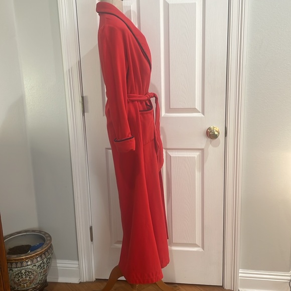 Vintage 80’s Harrods pure new wool red long maxi robe bathrobe women’s size XS - Picture 7 of 13